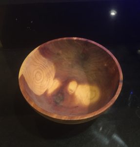 This is the cedar bowl I turned with Bob Adam, around 2009, that caused me to step away from carving and start turning. 