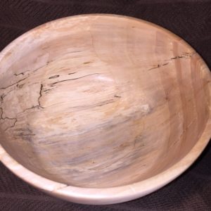 Not sure what kind of wood this is, perhaps birch. The spalting (the black lines that run through the bowl) looks pretty good on this one!