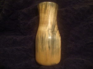 One view of the ebonized oak vase.  None of the black was present before being submerged.